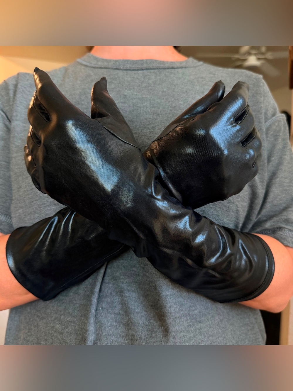 Black Woman’s Long Leather Gloves Halloween 🎃